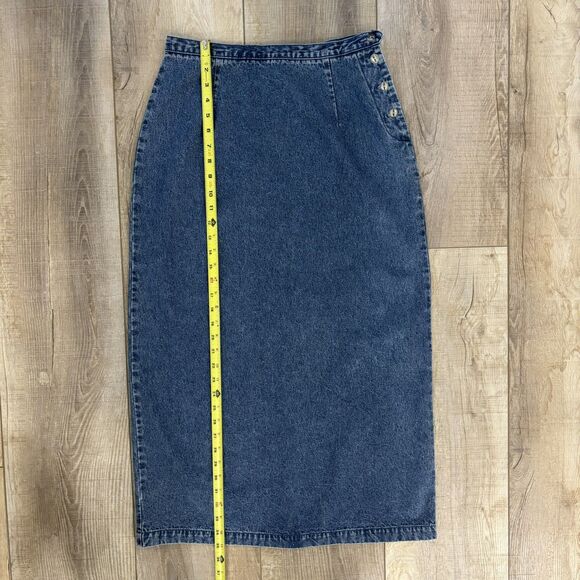 Vintage Y2K Denim Maxi Skirt Size 8 Western Ranch Festival Blue Prairie 90s Norm - Picture 10 of 12